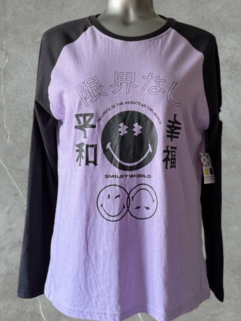 2 for $30 🆕 SmileyWorld Lavender and Black Long-Sleeve Tee